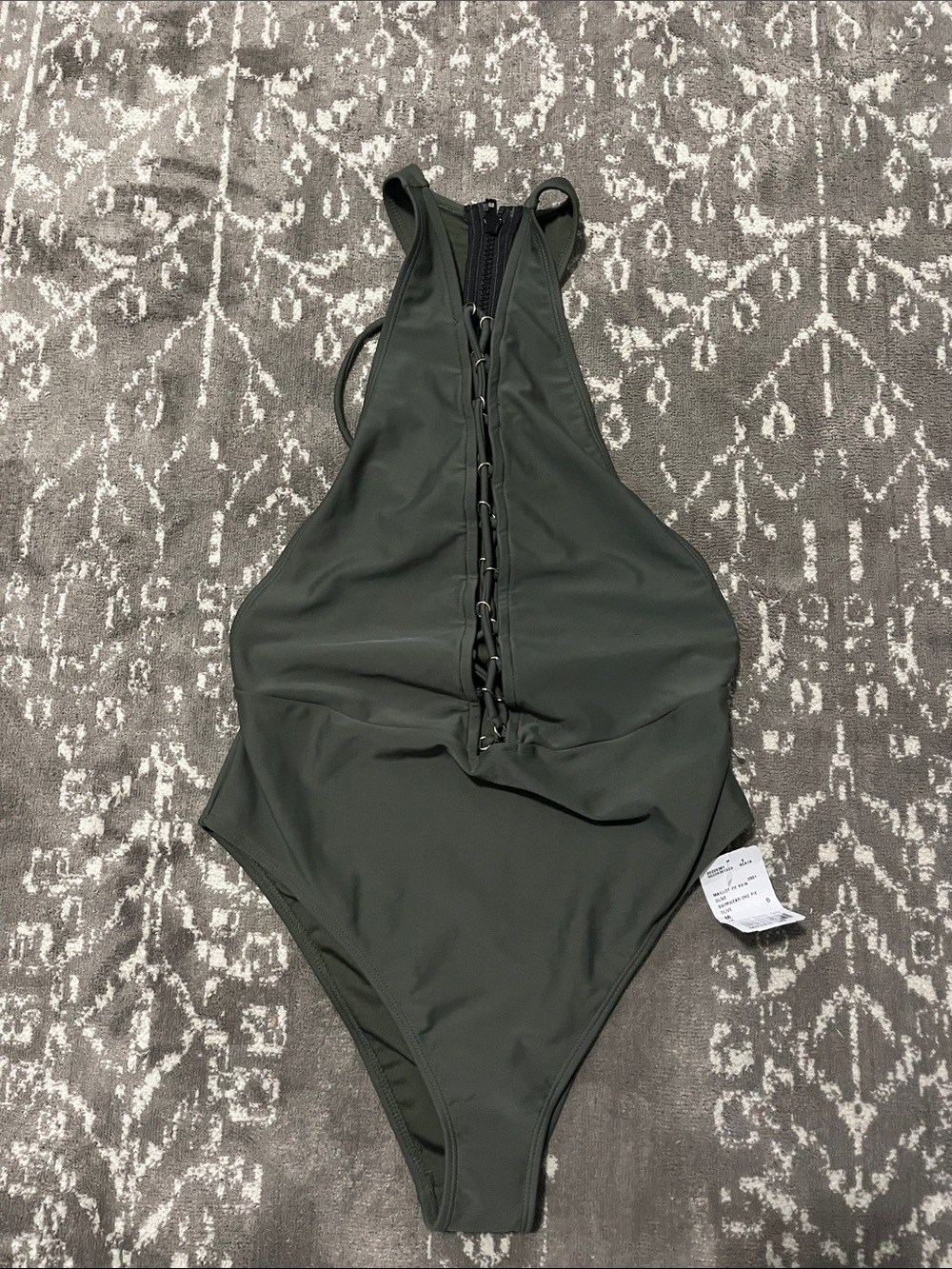 Forever 21 Olive Green Lace-Up One-Piece Swimsuit